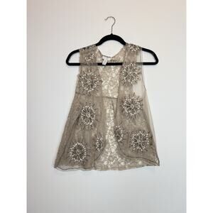 Chicos lace beaded vest size 2 festival boho fairy cottagecore grunge